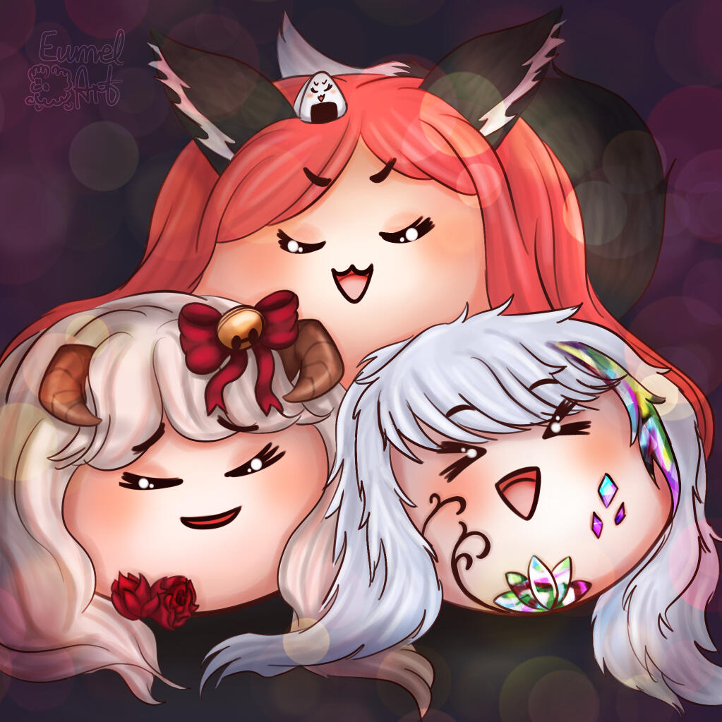 Eumel OC with Aria (xYumiyay OC) and Abalone (MisakiDestiny OC) but they are BLOBBS!